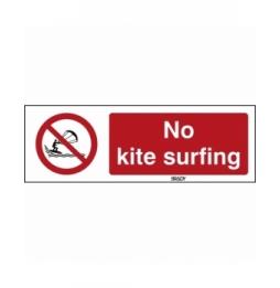 Znak bezpieczeństwa ISO – Zakaz uprawiania kitesurfingu, P/P065/EN483/ALU-450X150-1