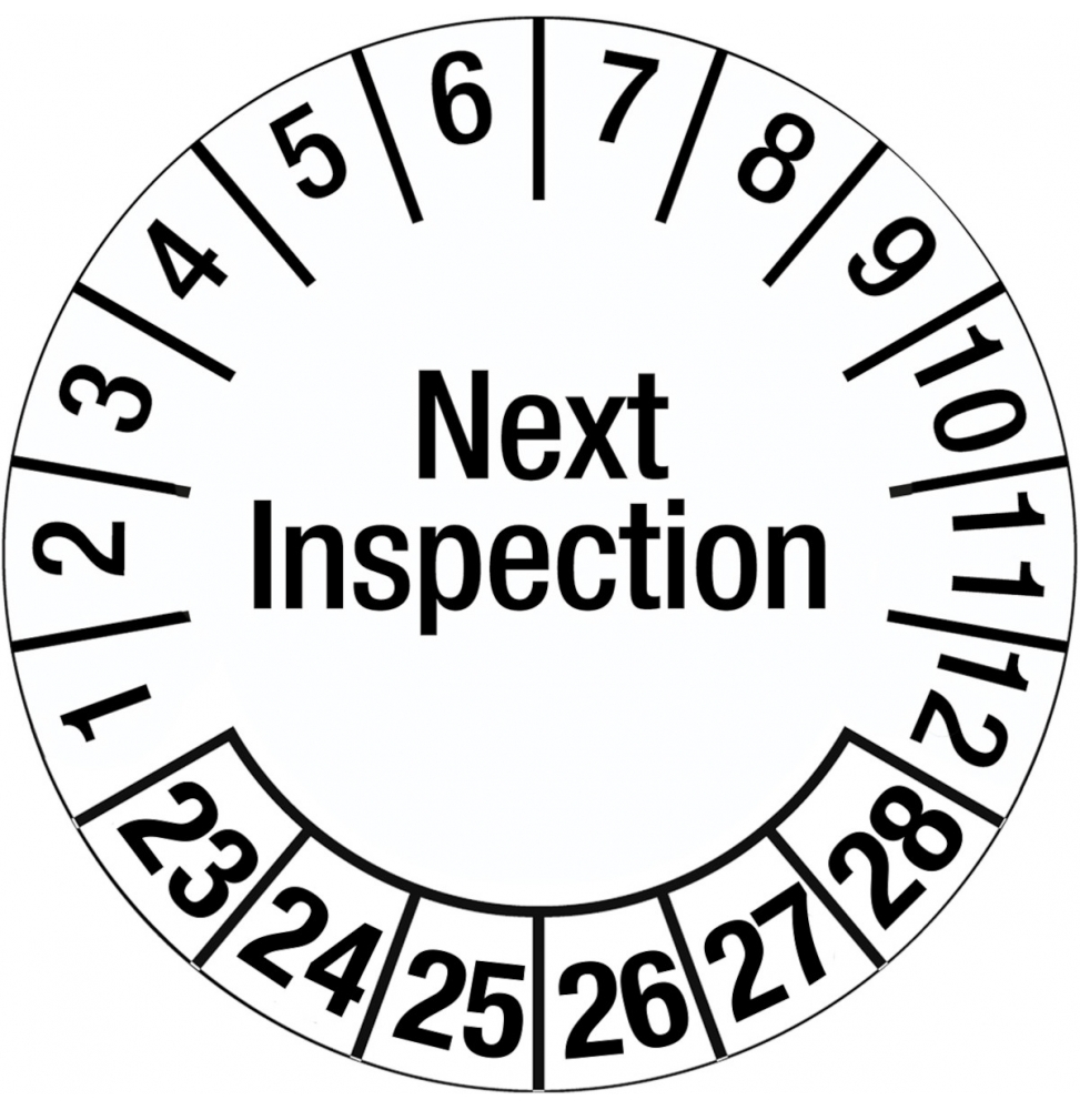 Etykieta daty inspekcji – Następna inspekcja (125szt.), DATE INSP LBLS NEXT INSPE. DIA 35 B500