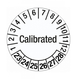 Etykieta daty inspekcji wskazująca manipulowanie – Skalibrowano (28szt.), DATE INSP LABELS CALIBRATED DIA 20 B-429