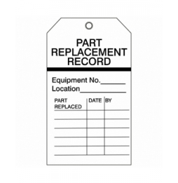 Zawieszki kontroli urządzeń – Dane wymiany części (10szt.), TAG-E PART REP-100X175MM