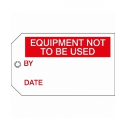 Zawieszki kontroli jakości i materiałów – Nie korzystać z urządzenia (10szt.), TAG-E EQUIPMENT DO NOT USE-75X150MM