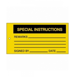 Zawieszki kontroli jakości i materiałów – Instrukcje specjalne (10szt.), TAG-E SPECIAL INSTRUCTION-75X150MM