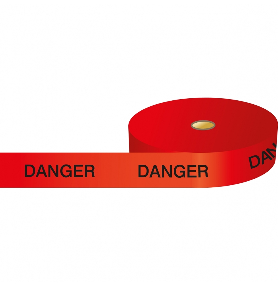 Taśma ostrzegawcza polietylenowa czarna na czerwonym BT-DANGER RED-75MMX250M wym. 75.00 mm x 250.00 m