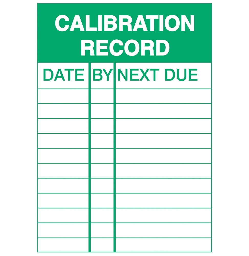 Tabliczki inspekcji – Zapis kalibracji (10szt.), WO-E CALIBRATION REC 100X150MM