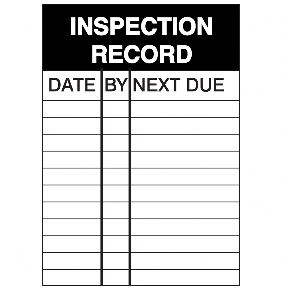 Tabliczki inspekcji – Zapis inspekcji (10szt.), WO-E-INSPECTION REC-100*150