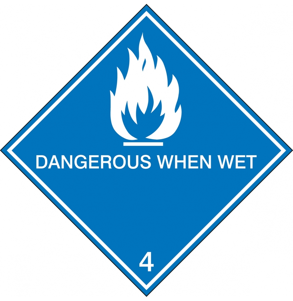 Znak w transporcie morskim – IMDG 4C – Niebezpieczne po zamoczeniu, IMDG 4C-100*100-B7541