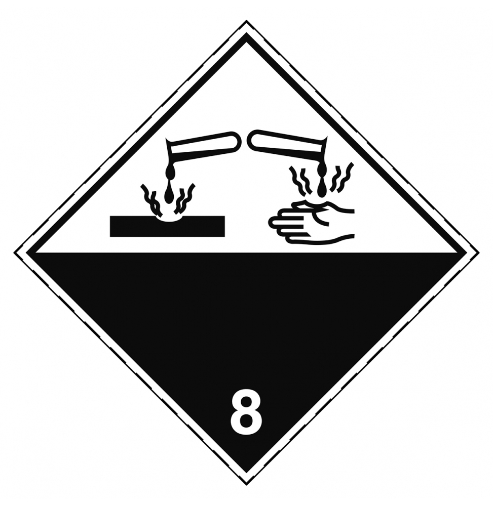 Znak transportowy – ADR 8 – Substancja żrąca, ADR 8-297*297-B754