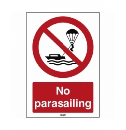Znak bezpieczeństwa ISO – Zakaz uprawiania parasailingu, P/P066/EN484/PE-210X297-1