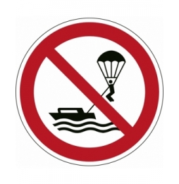 Znak bezpieczeństwa ISO – Zakaz uprawiania parasailingu (18szt.), P/P066/NT/PE-DIA20-18