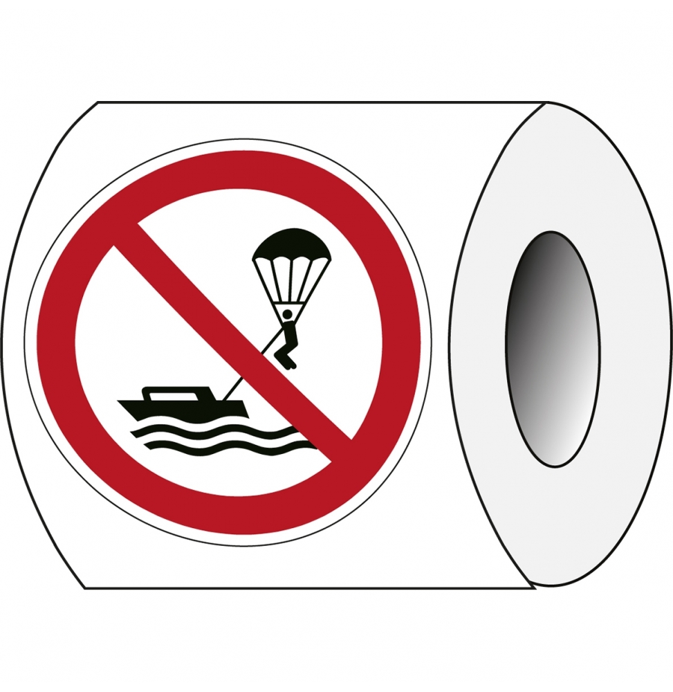 Znak bezpieczeństwa ISO – Zakaz uprawiania parasailingu (250szt.), P/P066/NT/PE-DIA25-250