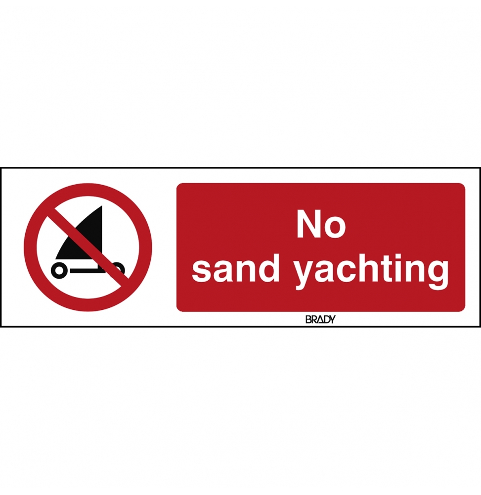 Znak bezpieczeństwa ISO – Zakaz uprawiania żeglarstwa lądowego, P/P067/EN485/PE-150X50-1