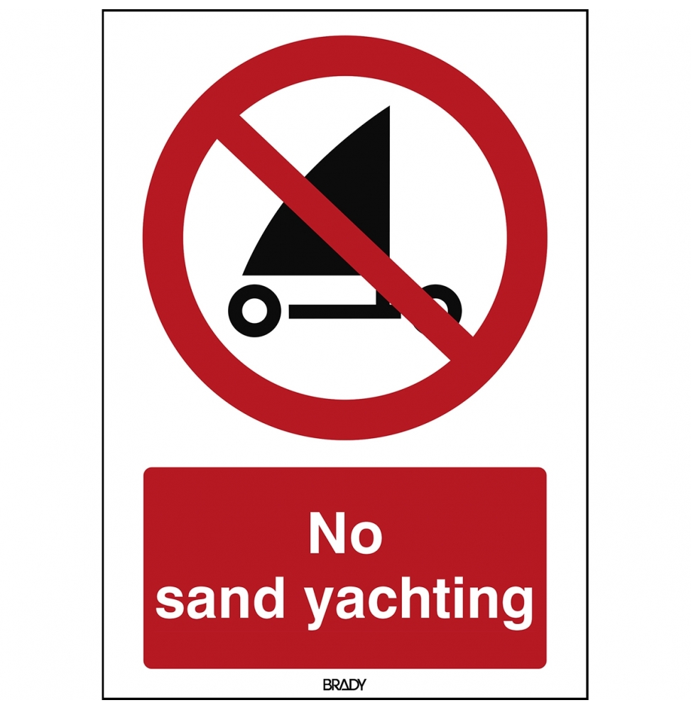 Znak bezpieczeństwa ISO – Zakaz uprawiania żeglarstwa lądowego, P/P067/EN485/PE-210X297-1