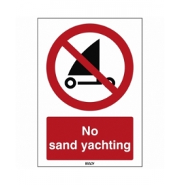 Znak bezpieczeństwa ISO – Zakaz uprawiania żeglarstwa lądowego, P/P067/EN485/PP-148X210-1