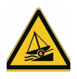 Znak bezpieczeństwa ISO – Ostrzeżenie przed pochylnią okrętową, W/W044/NT/ALU-TRI315-1