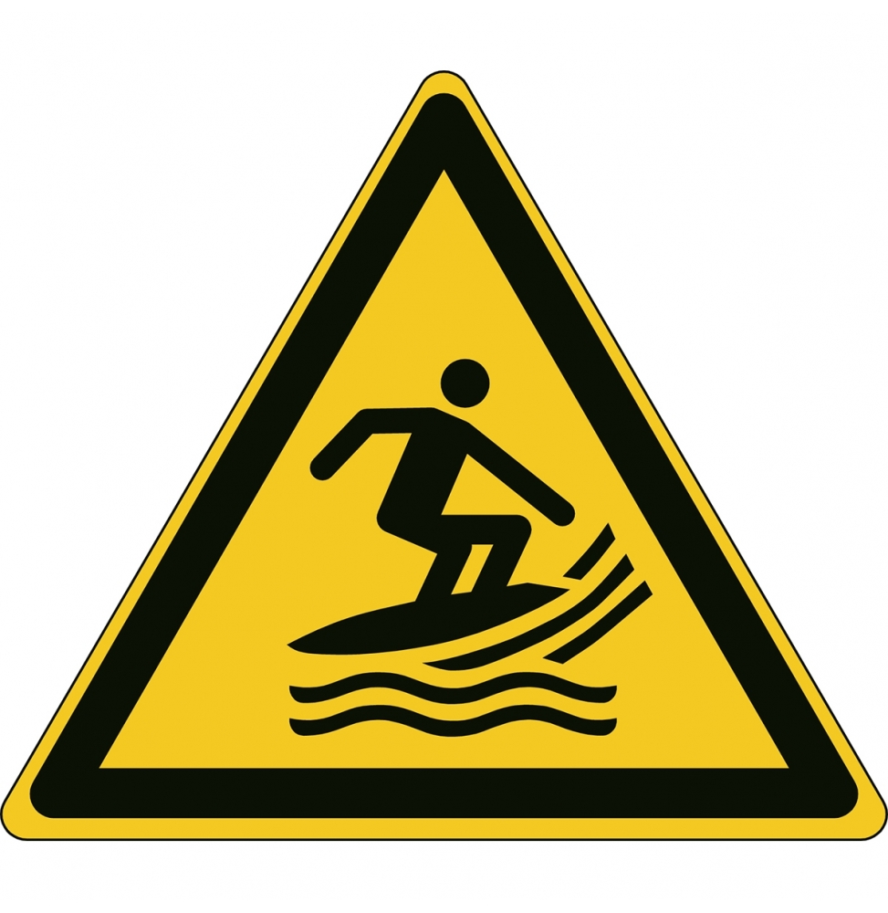 Znak bezpieczeństwa ISO – Ostrzeżenie przed surferami, W/W046/NT/PE-TRI315-1