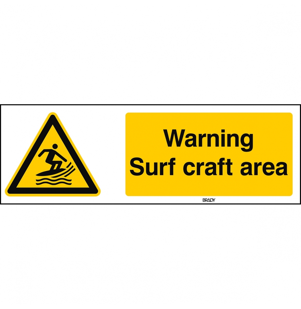 Znak bezpieczeństwa ISO – Ostrzeżenie przed surferami, W/W046/EN489/PE-150X50-1