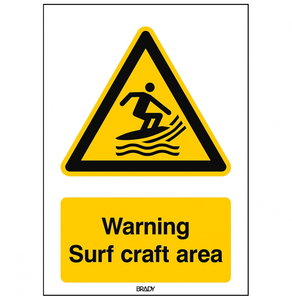 Znak bezpieczeństwa ISO – Ostrzeżenie przed surferami, W/W046/EN489/PE-148X210-1
