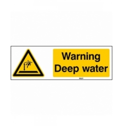 Znak bezpieczeństwa ISO – Ostrzeżenie przed głęboką wodą, W/W047/EN490/PE-150X50-1