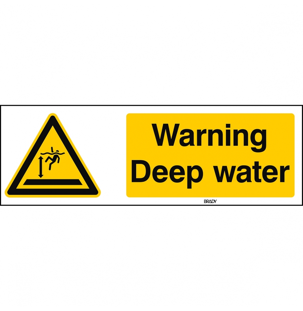 Znak bezpieczeństwa ISO – Ostrzeżenie przed głęboką wodą, W/W047/EN490/PE-297X105-1