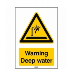 Znak bezpieczeństwa ISO – Ostrzeżenie przed głęboką wodą, W/W047/EN490/PE-210X297-1