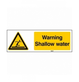Znak bezpieczeństwa ISO – Ostrzeżenie przed płytką wodą, W/W048/EN491/PE-150X50-1