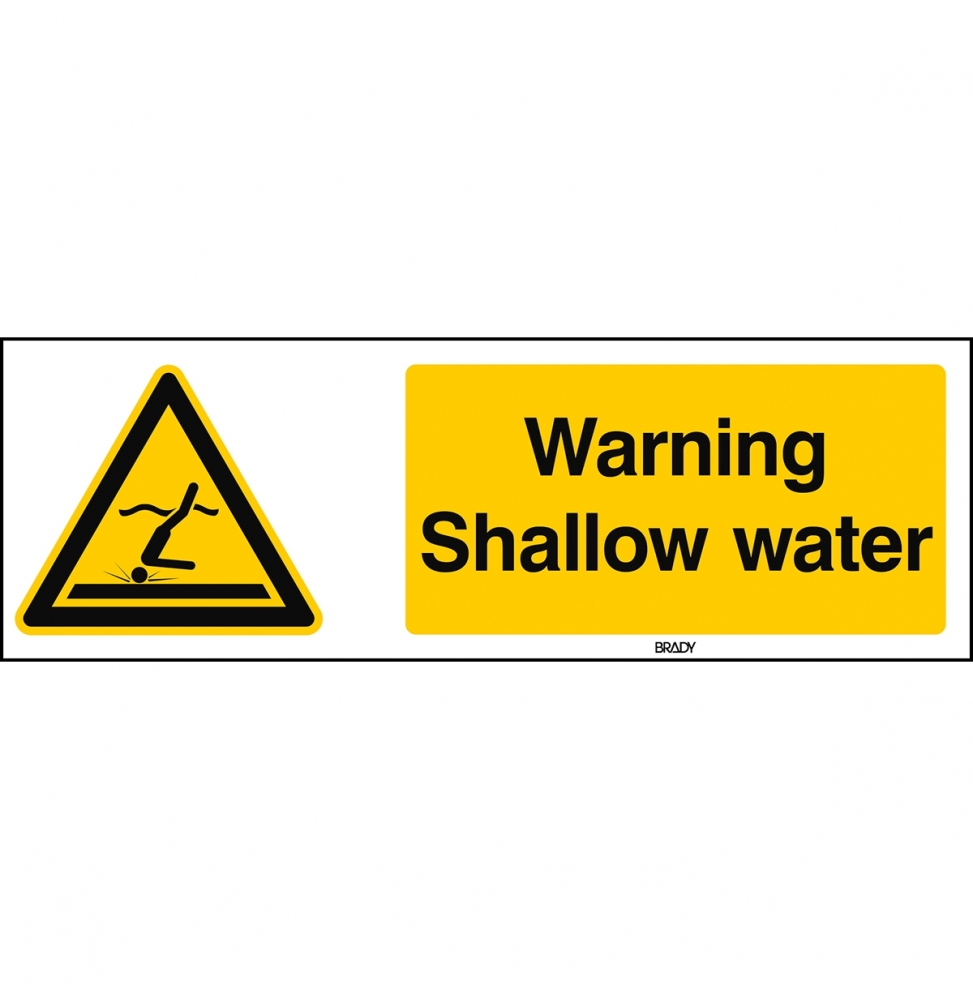 Znak bezpieczeństwa ISO – Ostrzeżenie przed płytką wodą, W/W048/EN491/PE-297X105-1