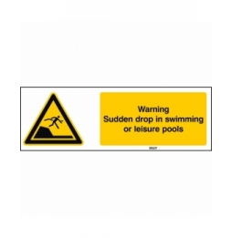 Znak bezpieczeństwa ISO – Ostrzeżenie przed nagłym uskokiem dna w basenach pł…, W/W050/EN493/PE-450X150-1