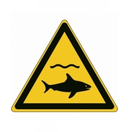 Znak bezpieczeństwa ISO – Ostrzeżenie przed rekinami (3szt.), W/W054/NT/PE-TRI100-3