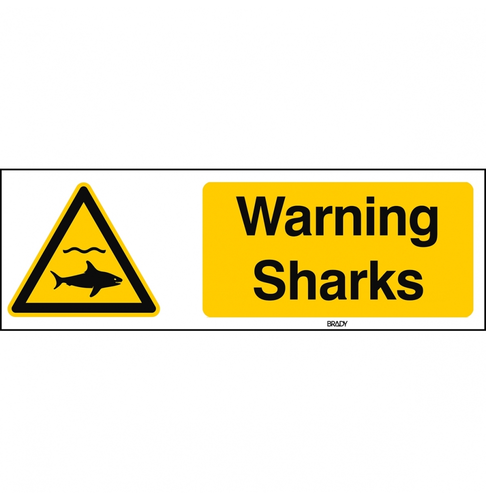 Znak bezpieczeństwa ISO – Ostrzeżenie przed rekinami, W/W054/EN497/PE-150X50-1