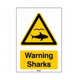 Znak bezpieczeństwa ISO – Ostrzeżenie przed rekinami, W/W054/EN497/PE-148X210-1