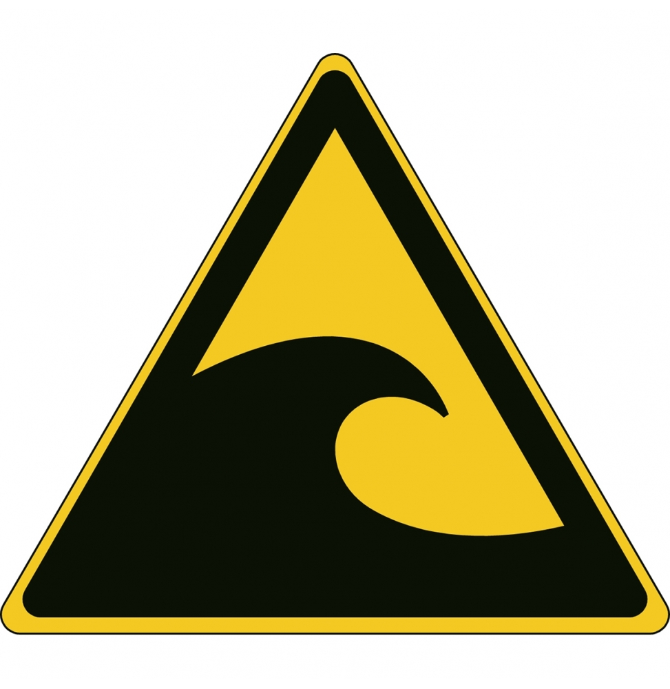 Znak bezpieczeństwa ISO – Ostrzeżenie przed strefą zagrożoną tsunami, W/W056/NT/PP-TRI200-1