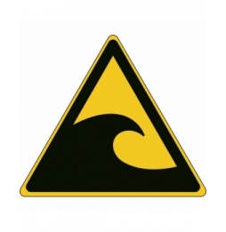 Znak bezpieczeństwa ISO – Ostrzeżenie przed strefą zagrożoną tsunami, W/W056/NT/PP-TRI315-1