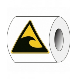 Znak bezpieczeństwa ISO – Ostrzeżenie przed strefą zagrożoną tsunami (250szt.), W/W056/NT/PE-TRI100-250