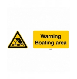 Znak bezpieczeństwa ISO – Ostrzeżenie przed torem wodnym, W/W058/EN501/PE-150X50-1
