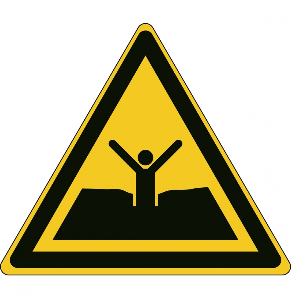 Znak bezpieczeństwa ISO – Ostrzeżenie przed ruchomymi piaskami albo błotem / …, W/W061/NT/ALU-TRI100-1
