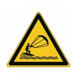 Znak bezpieczeństwa ISO – Ostrzeżenie przed kitesurfingiem (3szt.), W/W062/NT/PE-TRI100-3