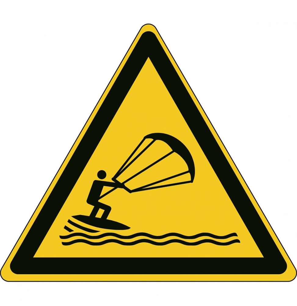 Znak bezpieczeństwa ISO – Ostrzeżenie przed kitesurfingiem, W/W062/NT/PP-TRI100-1