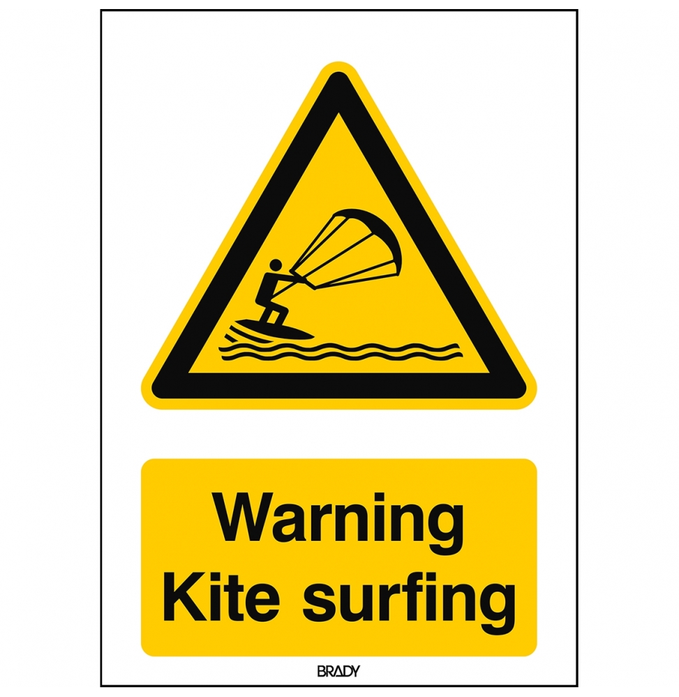 Znak bezpieczeństwa ISO – Ostrzeżenie przed kitesurfingiem, W/W062/EN505/PE-148X210-1