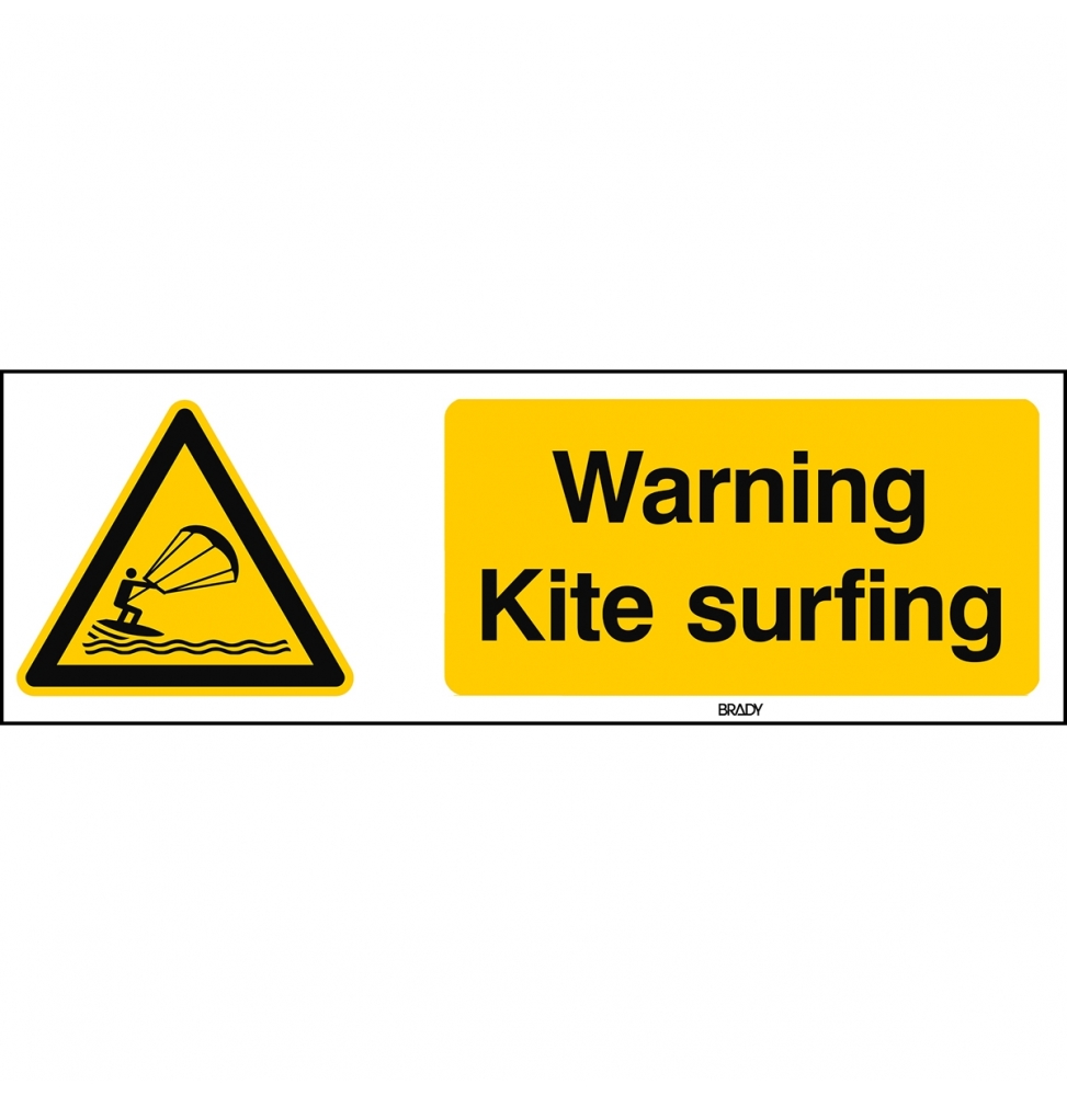 Znak bezpieczeństwa ISO – Ostrzeżenie przed kitesurfingiem, W/W062/EN505/ALU-450X150-1