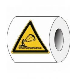 Znak bezpieczeństwa ISO – Ostrzeżenie przed kitesurfingiem (250szt.), W/W062/NT/PE-TRI100-250