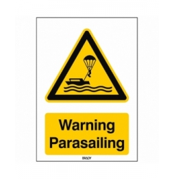 Znak bezpieczeństwa ISO – Ostrzeżenie przed parasailingiem, W/W063/EN506/PE-210X297-1
