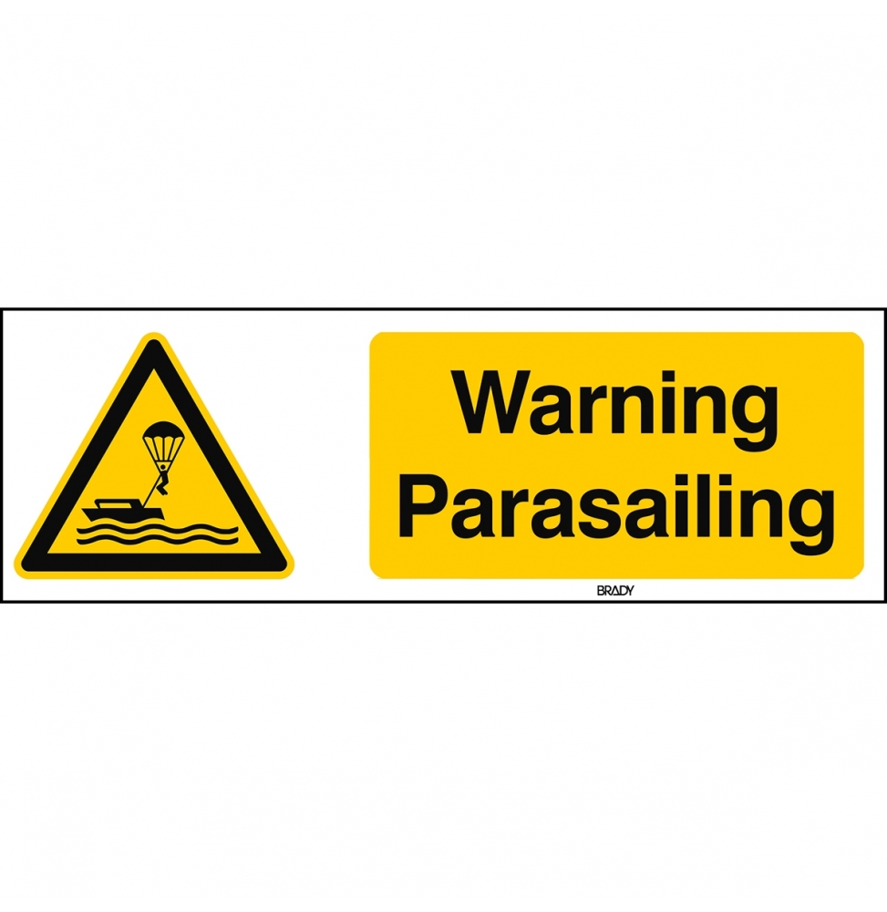 Znak bezpieczeństwa ISO – Ostrzeżenie przed parasailingiem, W/W063/EN506/PP-297X105-1