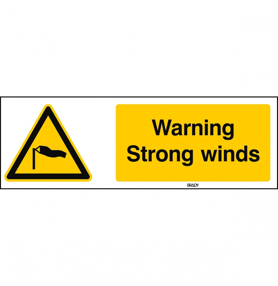 Znak bezpieczeństwa ISO – Ostrzeżenie przed silnymi wiatrami, W/W064/EN507/PE-150X50-1