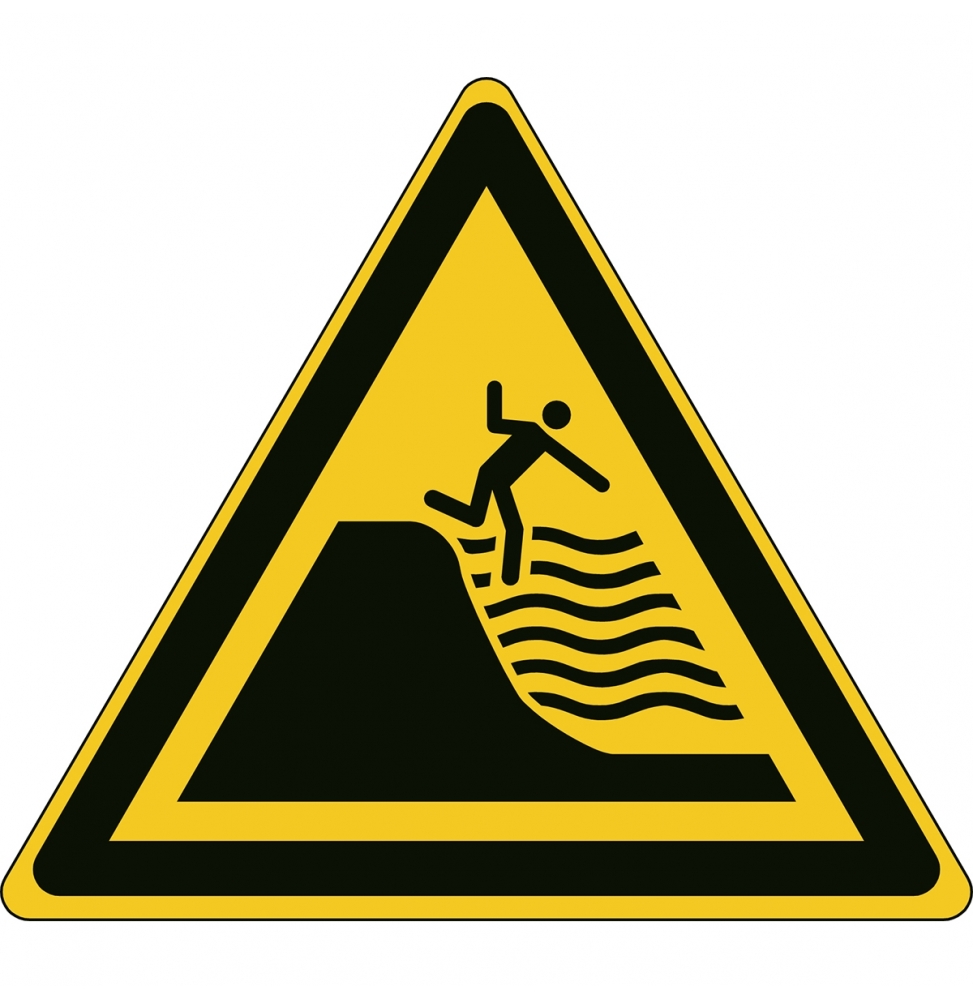 Znak bezpieczeństwa ISO – Ostrzeżenie przed gwałtownie opadającym dnem morskim, W/W066/NT/PE-TRI315-1