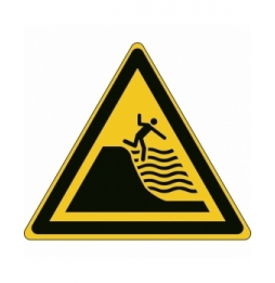 Znak bezpieczeństwa ISO – Ostrzeżenie przed gwałtownie opadającym dnem morskim, W/W066/NT/PP-TRI100-1