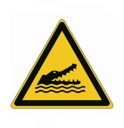 Znak bezpieczeństwa ISO – Ostrzeżenie przed krokodylami, aligatorami lub kajm… (3szt.), W/W067/NT/PE-TRI100-3