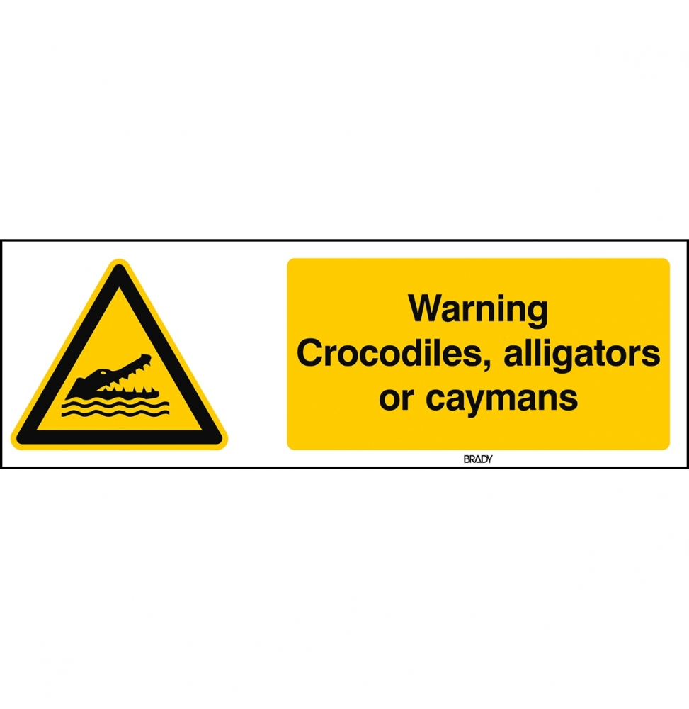 Znak bezpieczeństwa ISO – Ostrzeżenie przed krokodylami, aligatorami lub kajm…, W/W067/EN510/PE-150X50-1