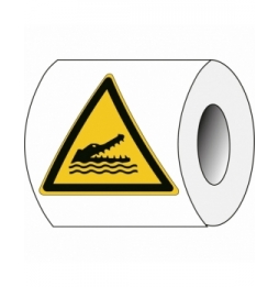 Znak bezpieczeństwa ISO – Ostrzeżenie przed krokodylami, aligatorami lub kajm… (250szt.), W/W067/NT/PE-TRI100-250