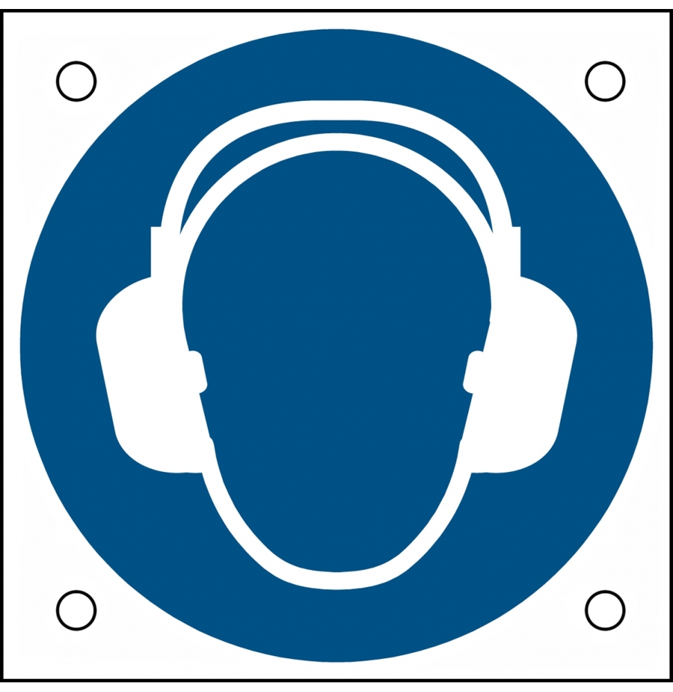 Znak bezpieczeństwa ISO – Nakaz stosowania ochrony słuchu, M/M003/NT/ALU05-50X50-1