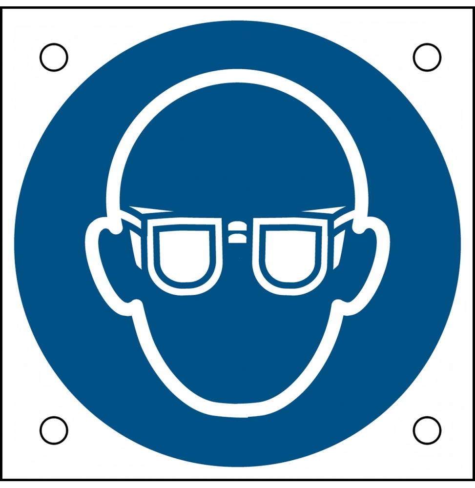 Znak bezpieczeństwa ISO – Nakaz stosowania ochrony oczu, M/M004/NT/ALU05-50X50-1